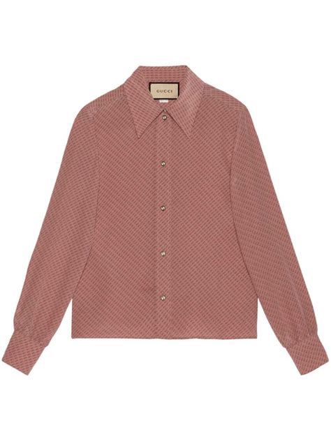 gucci pink dress shirt|Micro G print silk shirt in pink .